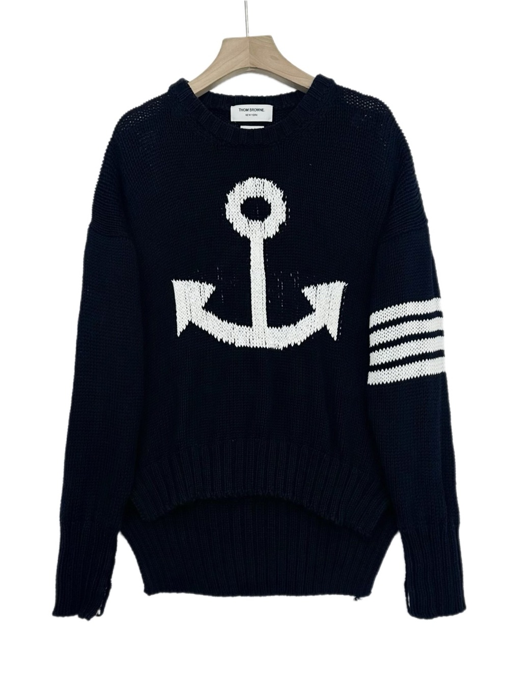 🚩steal Thom Browne Navy Anchor Knit Sweater - Men's